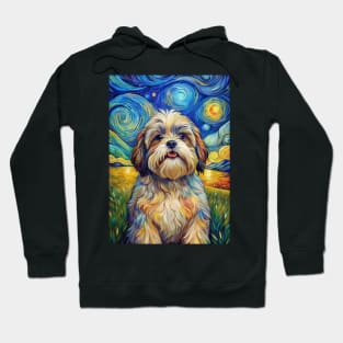 Shih Tzu Dog Breed Painting in a Van Gogh Starry Night Art Style Hoodie